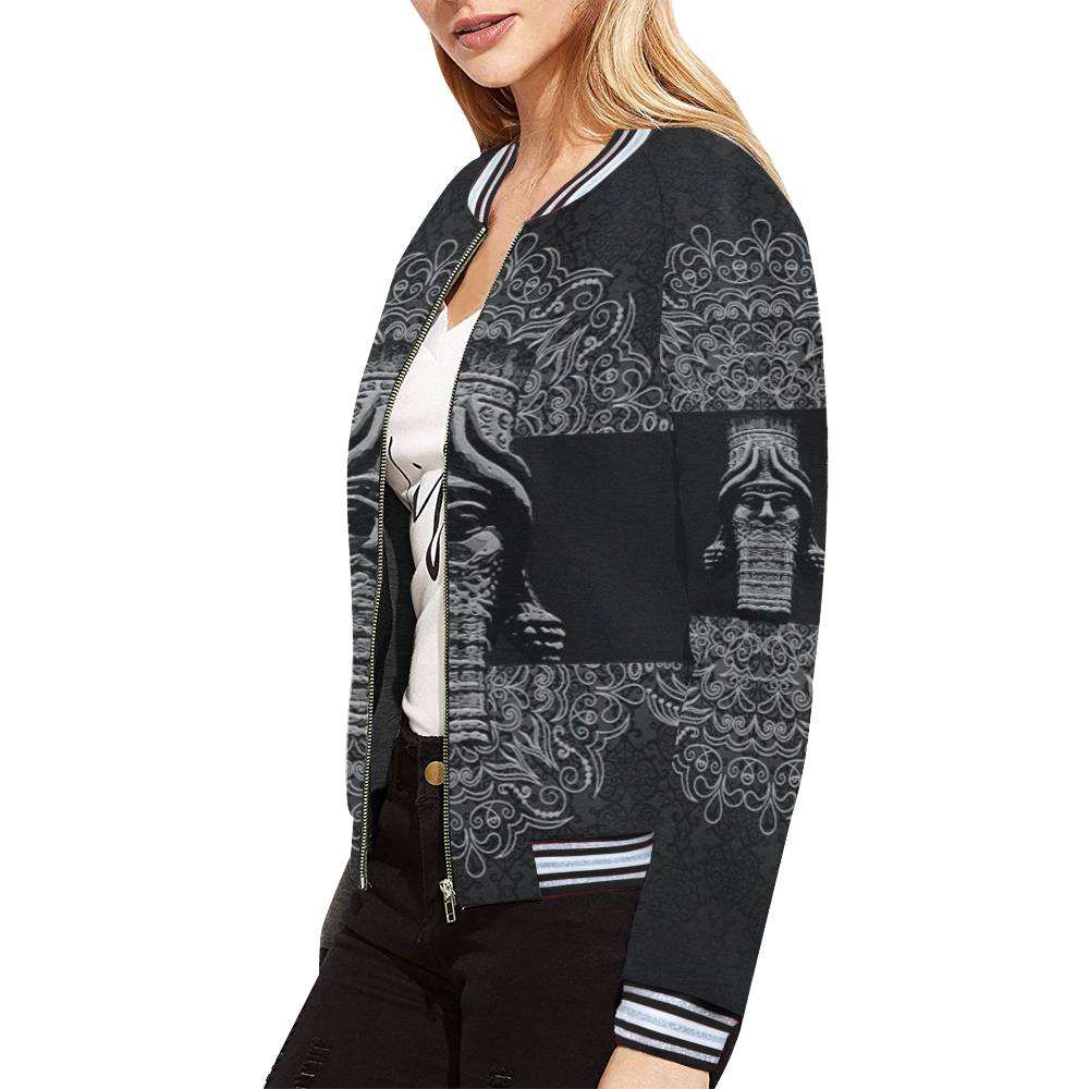 Ancient Lamassu All Over Print Bomber Jacket for Women (Model H21)