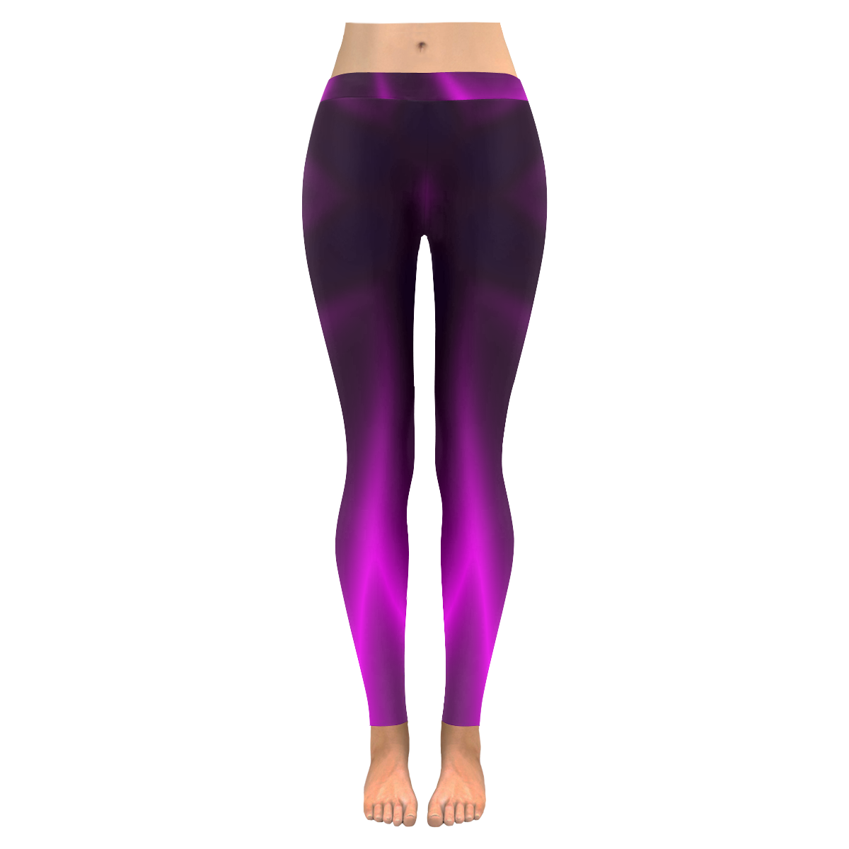 Purple Blossom Women's Low Rise Leggings (Invisible Stitch) (Model L05)