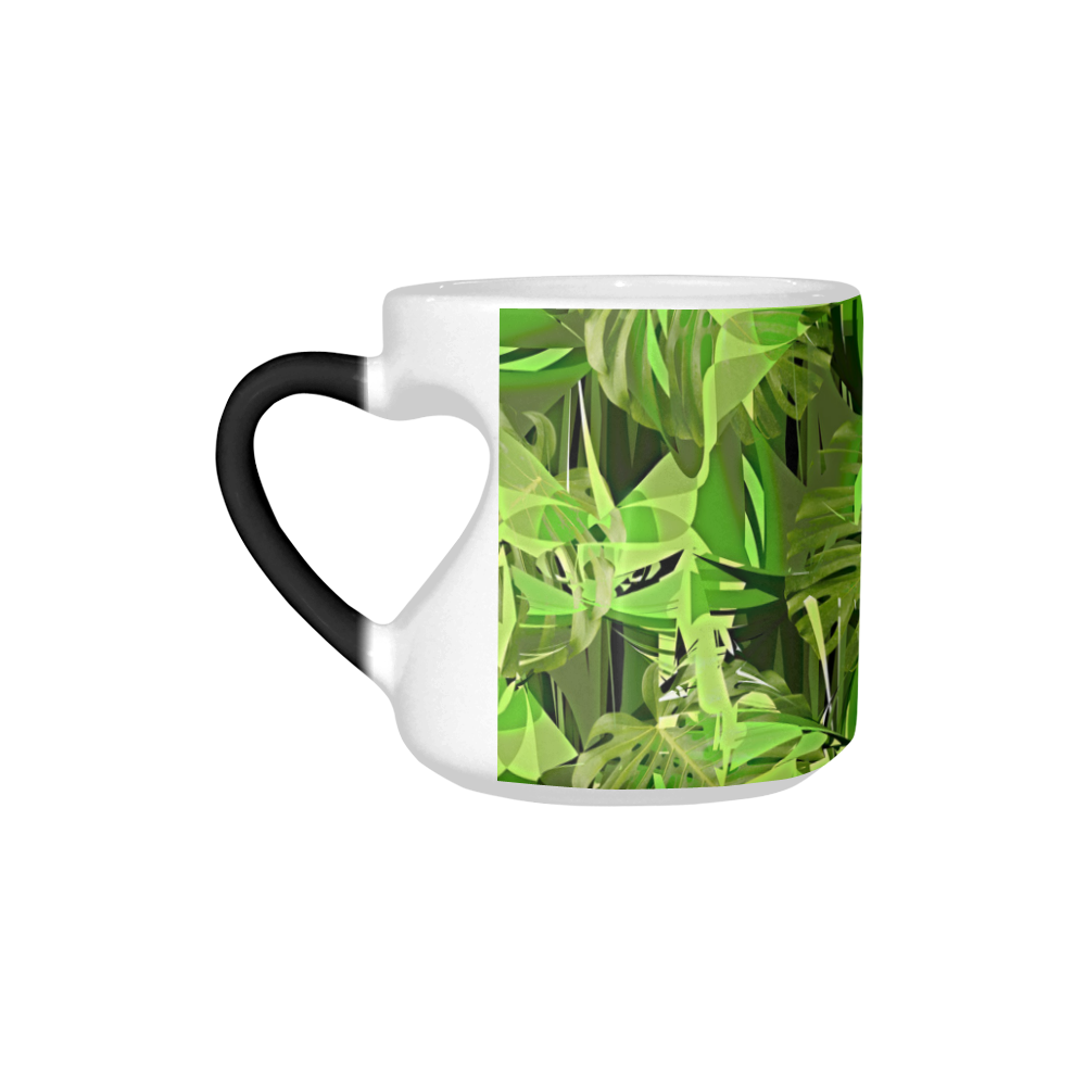 Tropical Jungle Leaves Camouflage Heart-shaped Morphing Mug