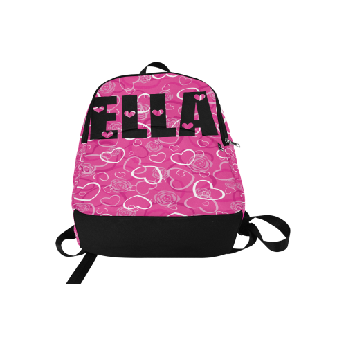 Ella heart background pink Fabric Backpack for Adult (Model 1659)