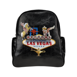 Las Vegas Welcome Sign on Black Multi-Pockets Backpack (Model 1636)