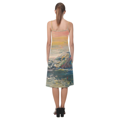 Mountains painting Alcestis Slip Dress (Model D05)