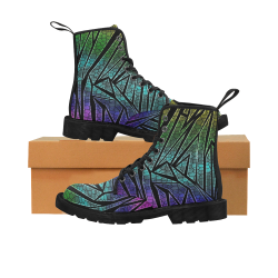 Neon Rainbow Cracked Mosaic Martin Boots for Men (Black) (Model 1203H)