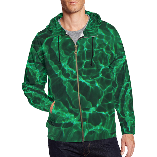 Green dive All Over Print Full Zip Hoodie for Men (Model H14)