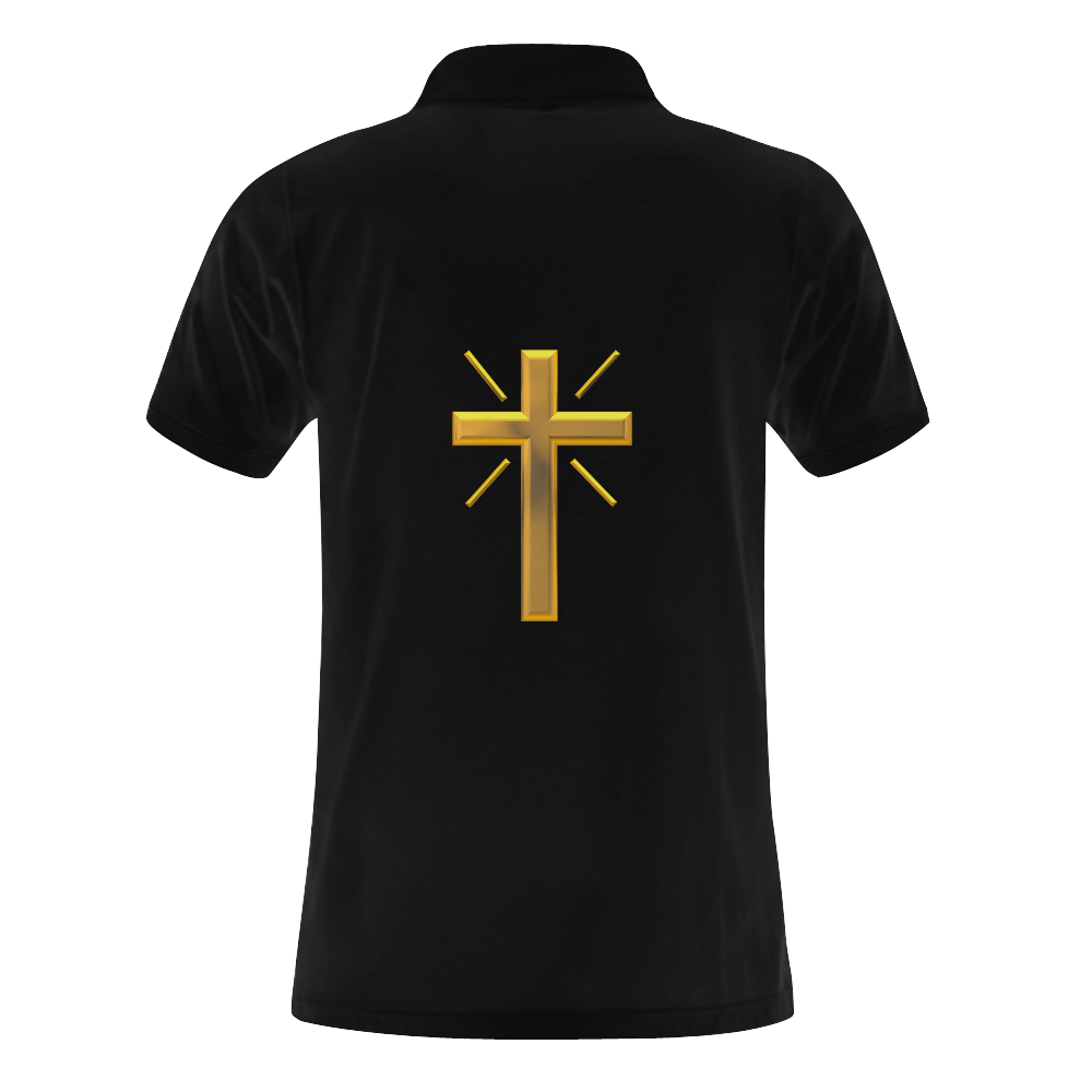 Christian Symbols Golden Resurrection Cross Men's Polo Shirt (Model T24)