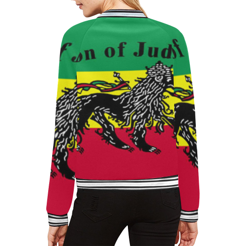 RASTA LION OF JUDAH All Over Print Bomber Jacket for Women (Model H21)