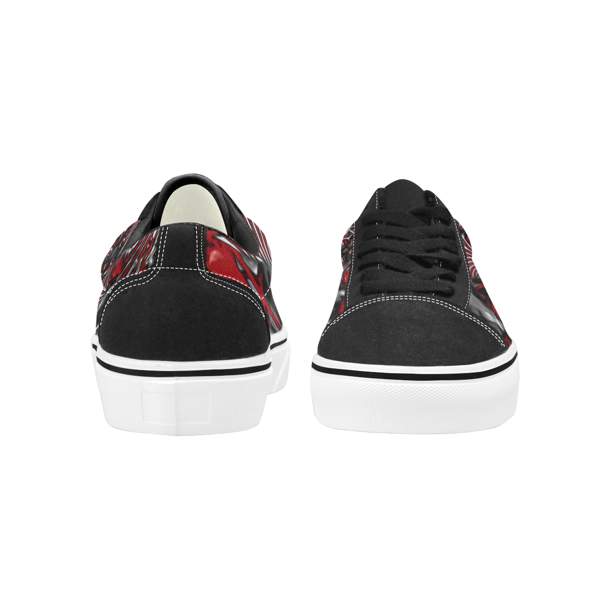 Crimson Burst Fractal Men's Low Top Skateboarding Shoes (Model E001-2)
