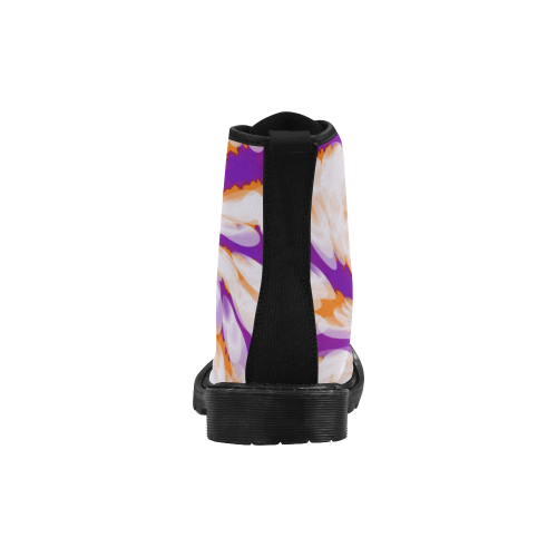 Purple Orange Tie Dye Swirl Abstract Martin Boots for Women (Black) (Model 1203H)