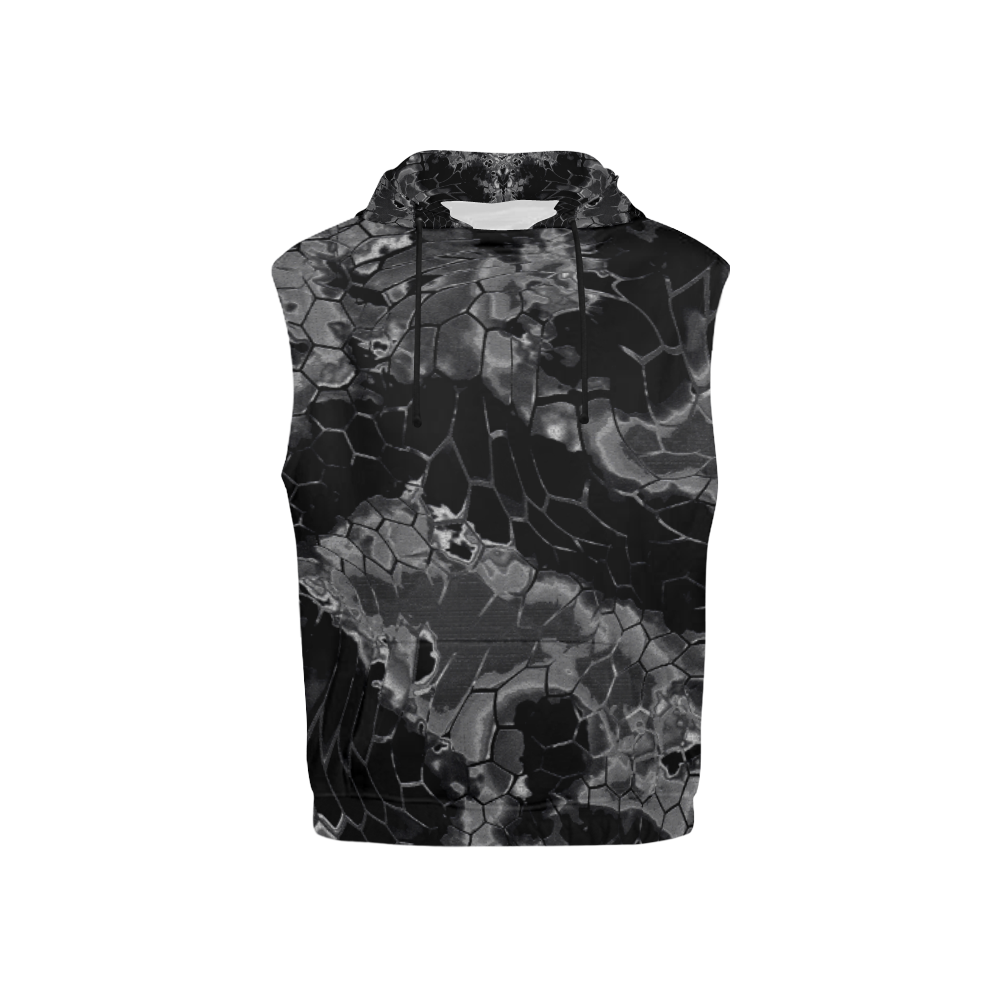 night dragon reptile scales pattern camouflage in dark gray and black All Over Print Sleeveless Hoodie for Kid (Model H15)