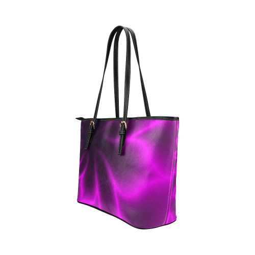Purple Blossom Leather Tote Bag/Small (Model 1651)