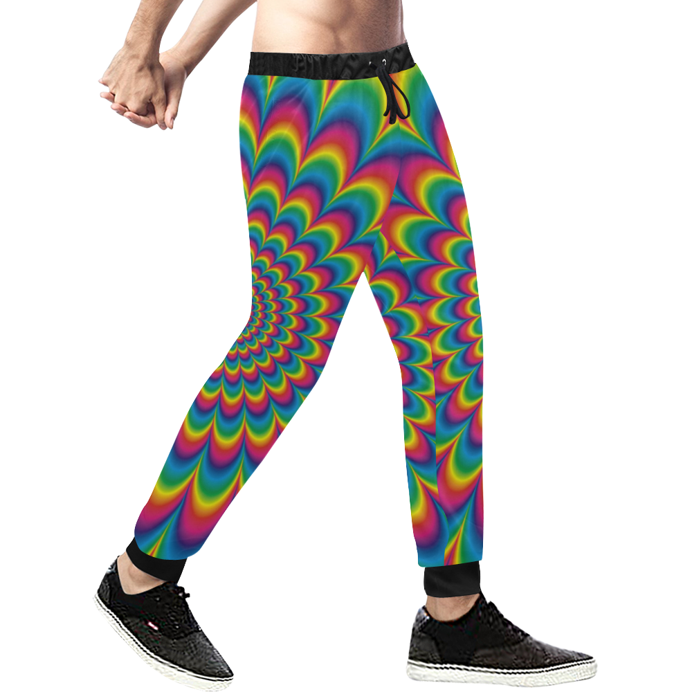 Crazy Psychedelic Flower Power Hippie Mandala Men's All Over Print Sweatpants (Model L11)