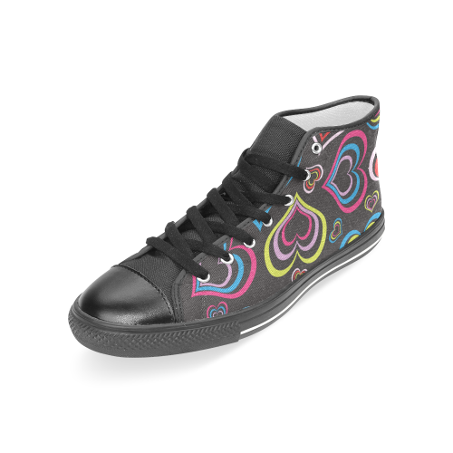 Multicolor Hearts Women's Classic High Top Canvas Shoes (Model 017)