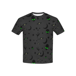 Alien Flying Saucers Stars Pattern on Charcoal Kids' All Over Print T-shirt (USA Size) (Model T40)