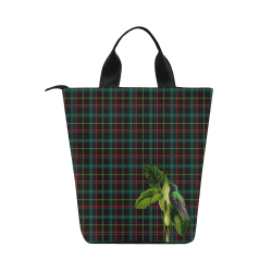 Tartan With Flower And Bird Nylon Lunch Tote Bag (Model 1670)