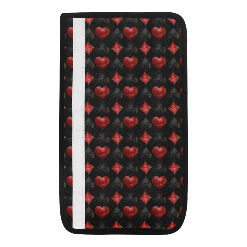 Las Vegas Black and Red Casino Poker Card Shapes on Black Car Seat Belt Cover 7''x12.6''