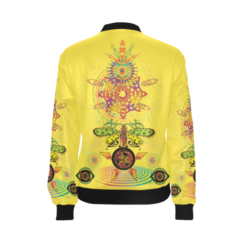 Yellow women jacket mayan All Over Print Bomber Jacket for Women (Model H36)