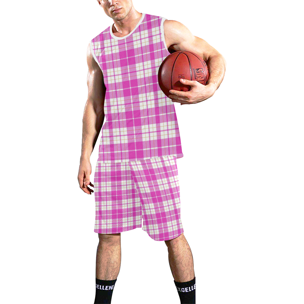 PINK TARTAN All Over Print Basketball Uniform