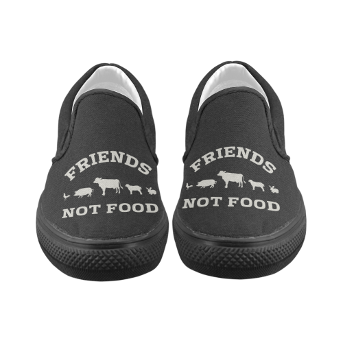 Friends Not Food (Go Vegan) Men's Unusual Slip-on Canvas Shoes (Model 019)