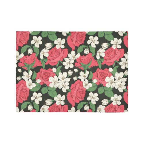 Pink, White and Black Floral Area Rug7'x5'