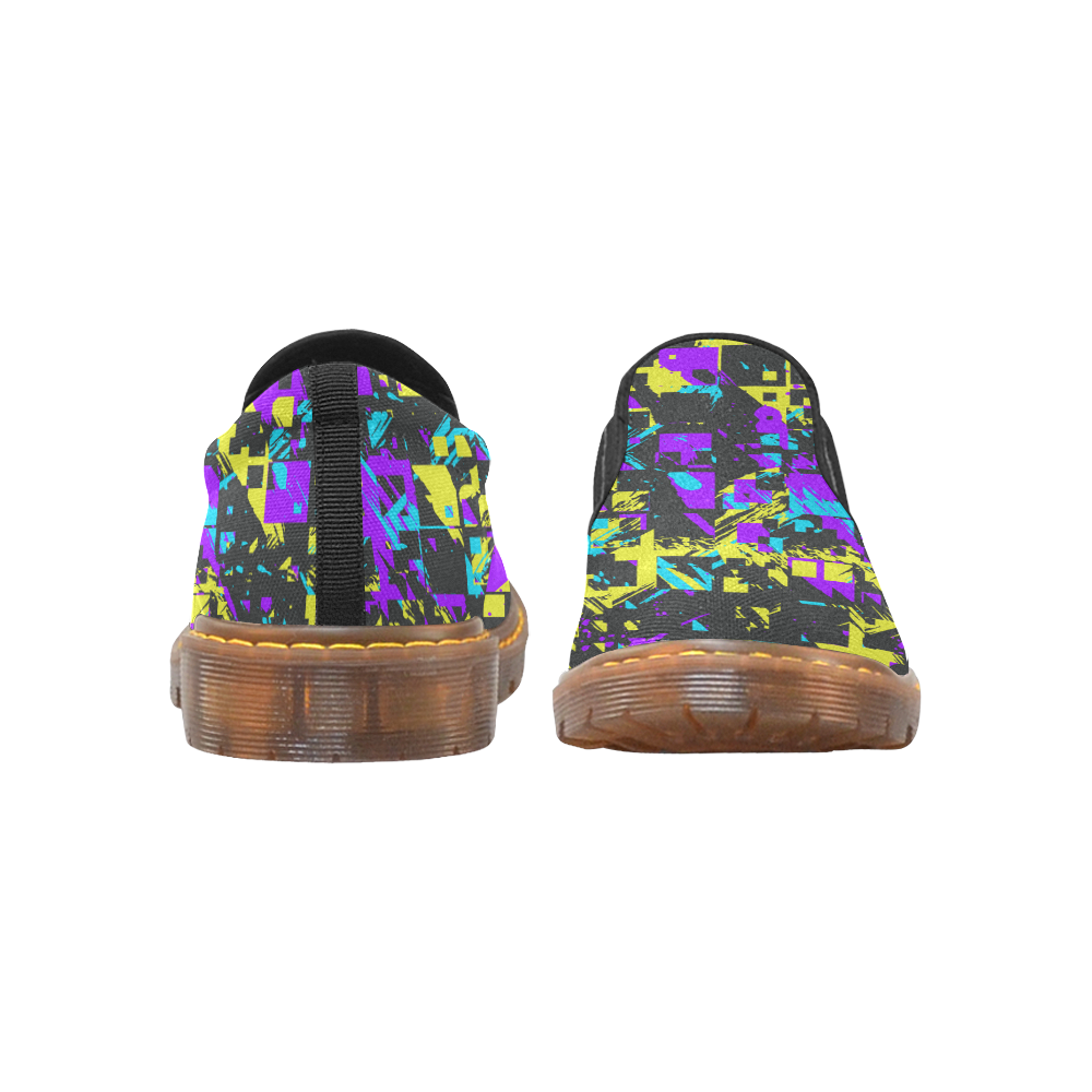 Purple yelllow squares Martin Women's Slip-On Loafer (Model 12031)