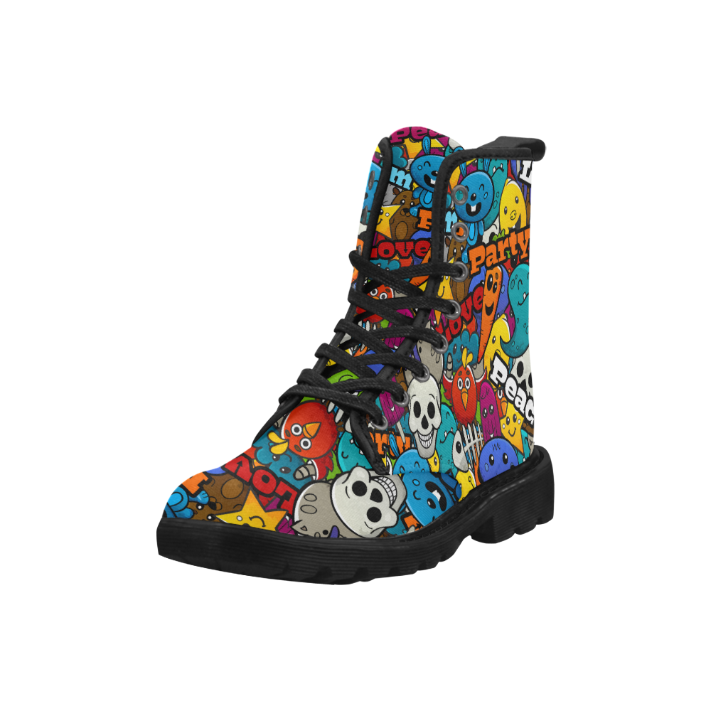 Cute Monster Boots, Funny Cartoon Martin Boots for Women (Black) (Model 1203H)