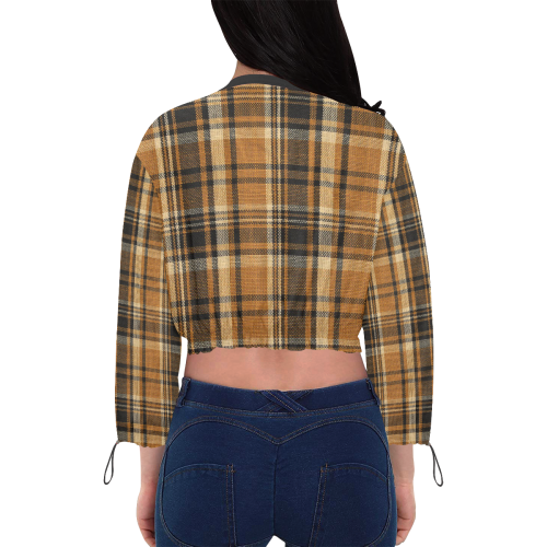 TARTAN DESIGN Cropped Chiffon Jacket for Women (Model H30)