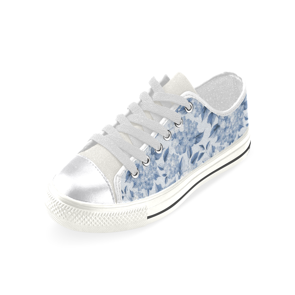 Blue and White Floral Pattern Canvas Women's Shoes/Large Size (Model 018)
