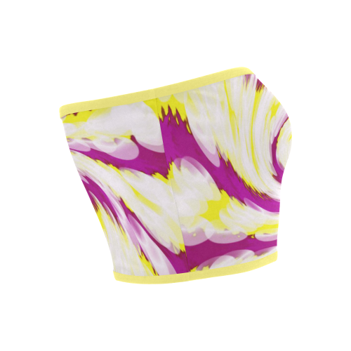 Pink Yellow Tie Dye Swirl Abstract Bandeau Top