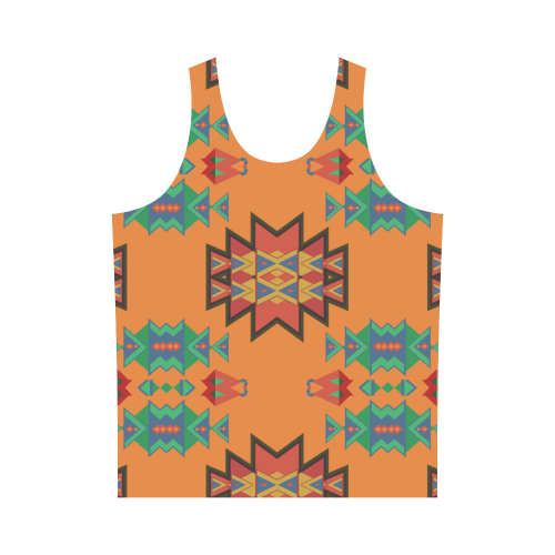 Misc shapes on an orange background All Over Print Tank Top for Men (Model T43)