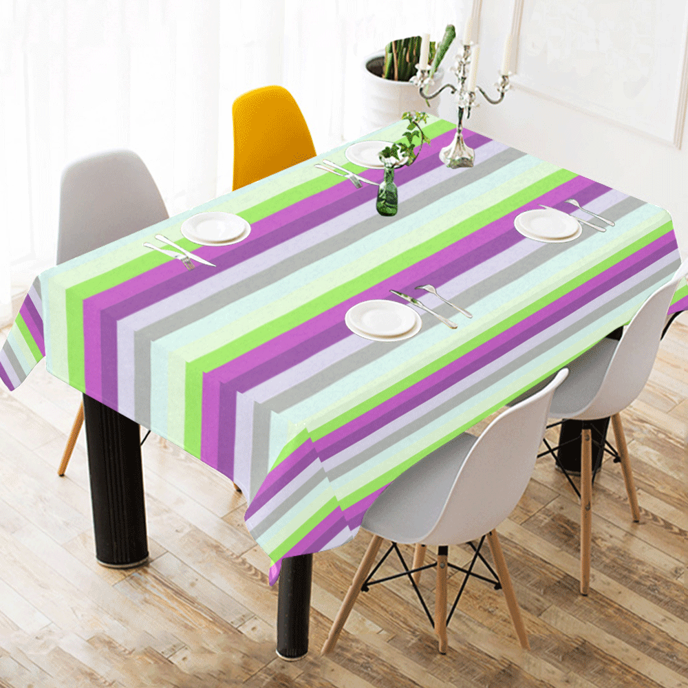 Fun Stripes 4 Cotton Linen Tablecloth 60" x 90"
