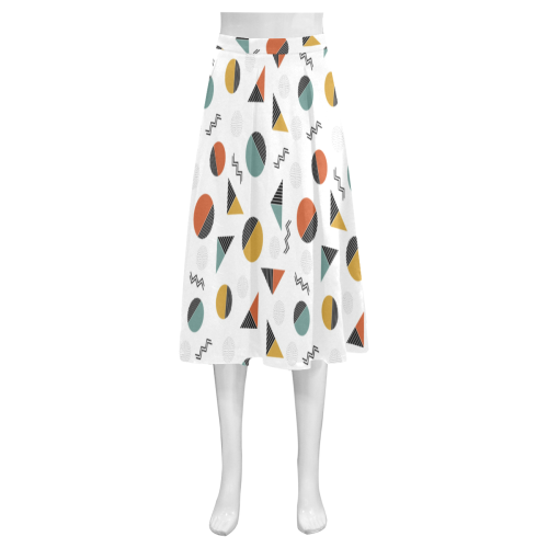 Geo Cutting Shapes Mnemosyne Women's Crepe Skirt (Model D16)