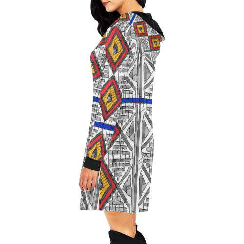 Mixed Center3 All Over Print Hoodie Mini Dress (Model H27)