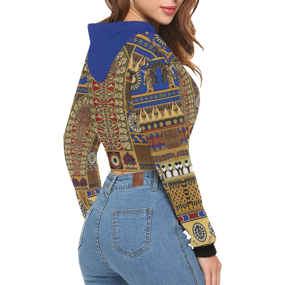 Ancient Mesopotamia All Over Print Crop Hoodie for Women (Model H22)