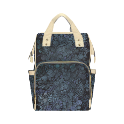 3D psychedelic ornaments blue Multi-Function Diaper Backpack/Diaper Bag (Model 1688)