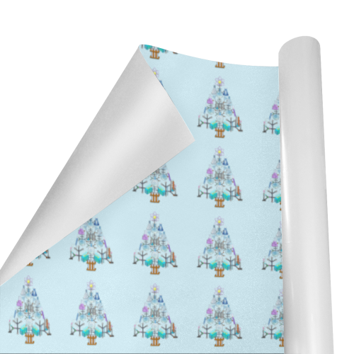 Oh Chemist Tree, Oh Chemistry, Science Christmas  on Blue Gift Wrapping Paper 58"x 23" (1 Roll)