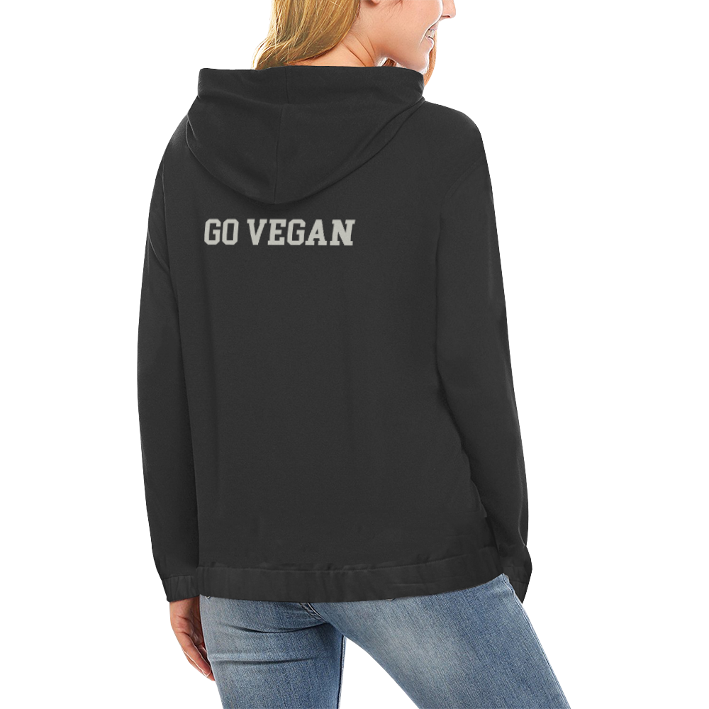 Friends Not Food (Go Vegan) All Over Print Hoodie for Women (USA Size) (Model H13)