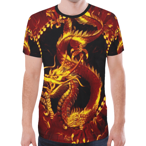 Awesome Chinese Dragon Flame Graphic New All Over Print T-shirt for Men (Model T45)