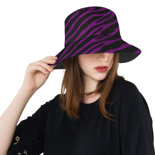 Ripped SpaceTime Stripes - Purple All Over Print Bucket Hat