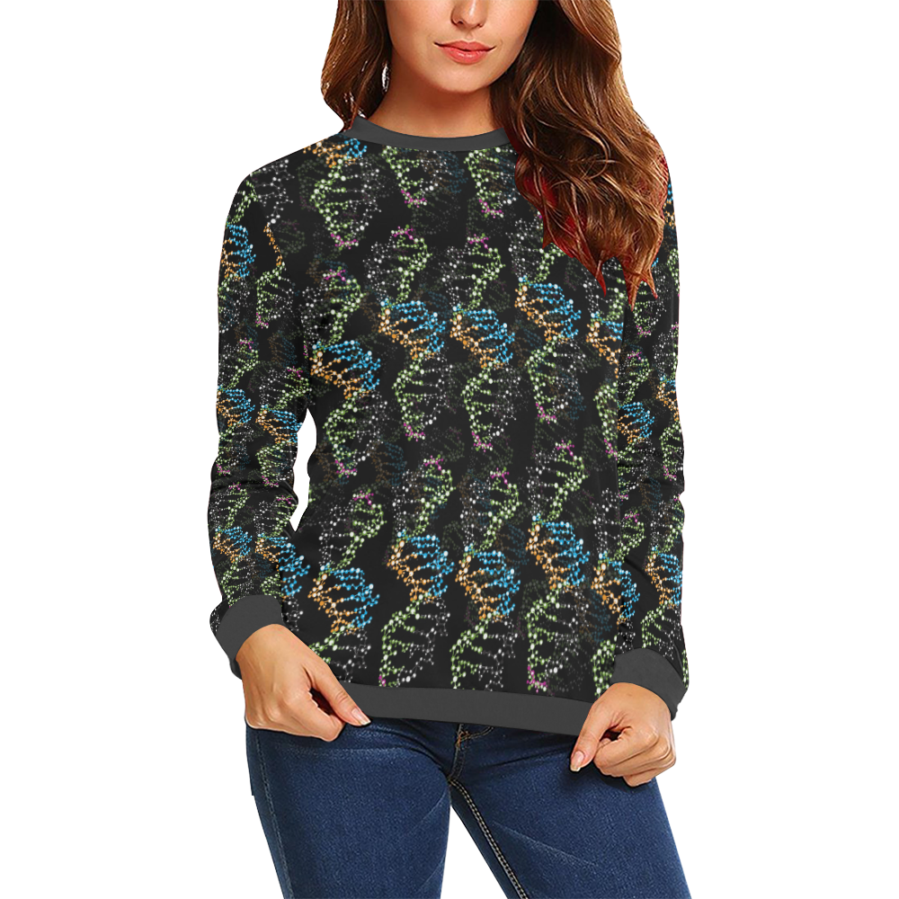 DNA pattern - Biology - Scientist All Over Print Crewneck Sweatshirt for Women (Model H18)