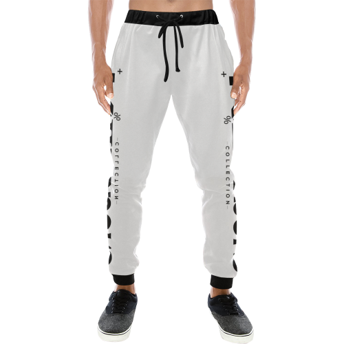 NUMBERS Collection LOGO White/Black Men's All Over Print Sweatpants (Model L11)