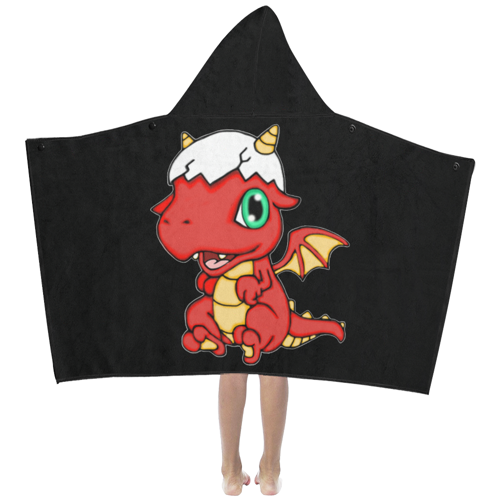 Baby Red Dragon Black Kids' Hooded Bath Towels