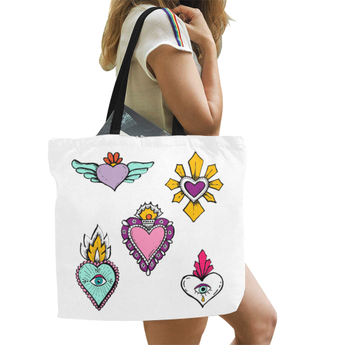 SACRED HEART - EX VOTO - Multicolor All Over Print Canvas Tote Bag/Large (Model 1699)