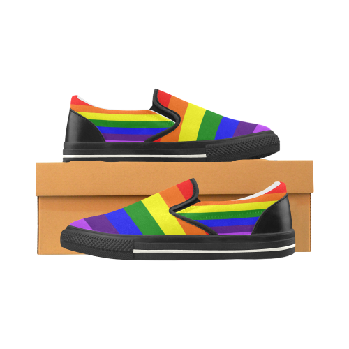 Rainbow Flag (Gay Pride - LGBTQIA+) Women's Unusual Slip-on Canvas Shoes (Model 019)