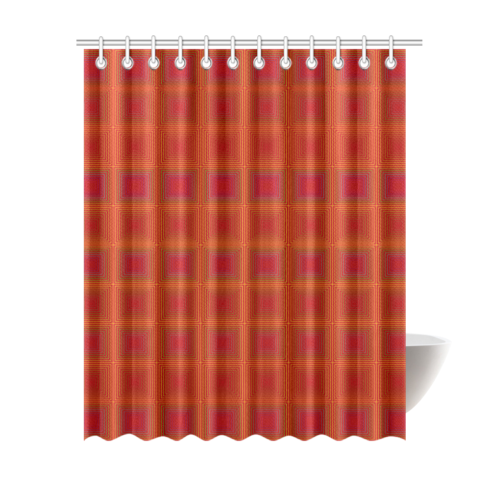 Red orange golden multicolored multiple squares Shower Curtain 69"x84"