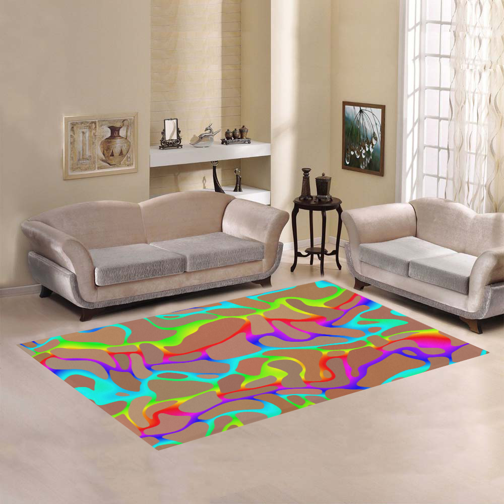 Colorful wavy shapes Area Rug7'x5'