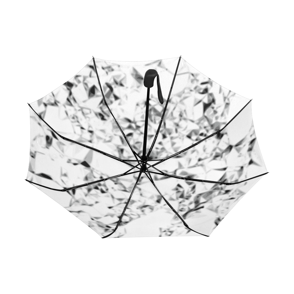 Diamond - white silver grey triangle geometric Anti-UV Auto-Foldable Umbrella (Underside Printing) (U06)