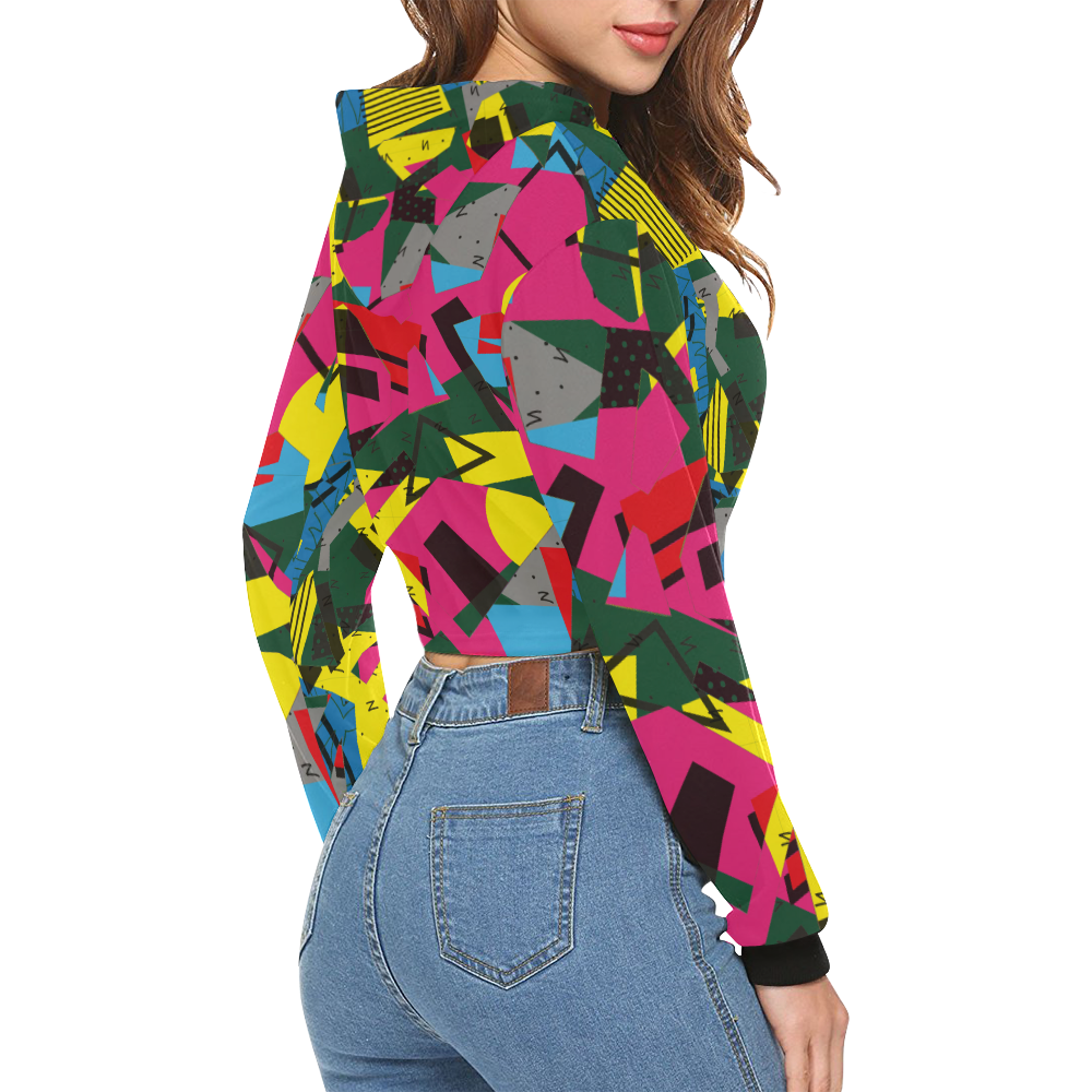 Crolorful shapes All Over Print Crop Hoodie for Women (Model H22)