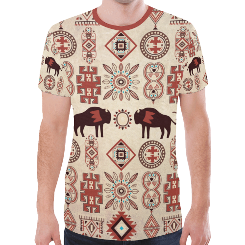 American Native Buffalo New All Over Print T-shirt for Men (Model T45)
