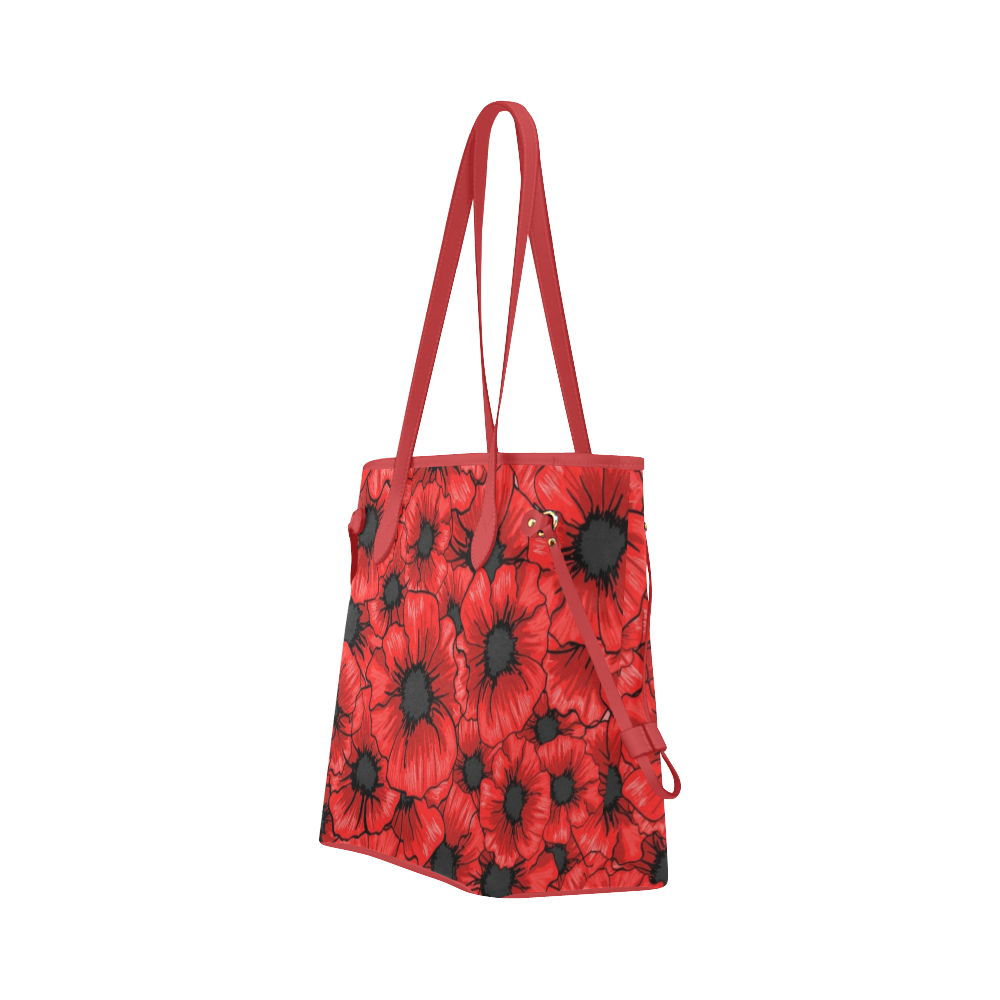 Red Hibiscus Flowers Clover Canvas Tote Bag (Model 1661)