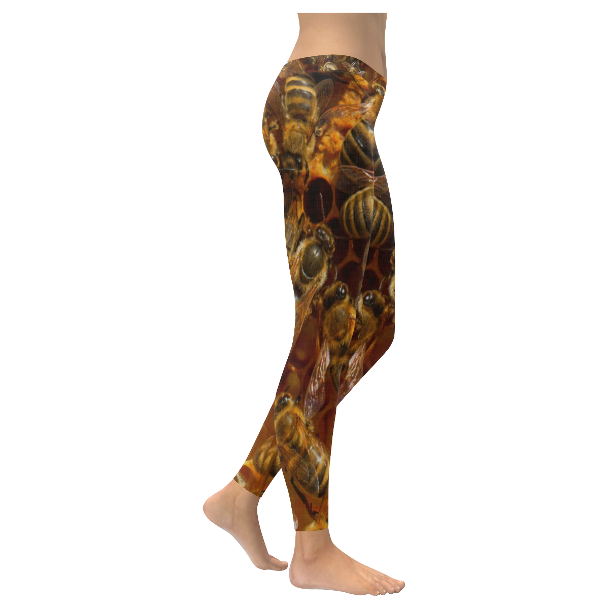 HONEY BEES 8 Women's Low Rise Leggings (Invisible Stitch) (Model L05)